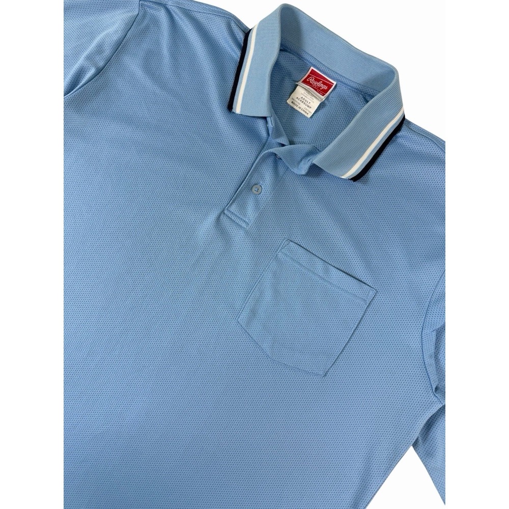 Rawlings ACABSUMP Performance Polo Shirt Mens Large Light Blue Pocket Golf